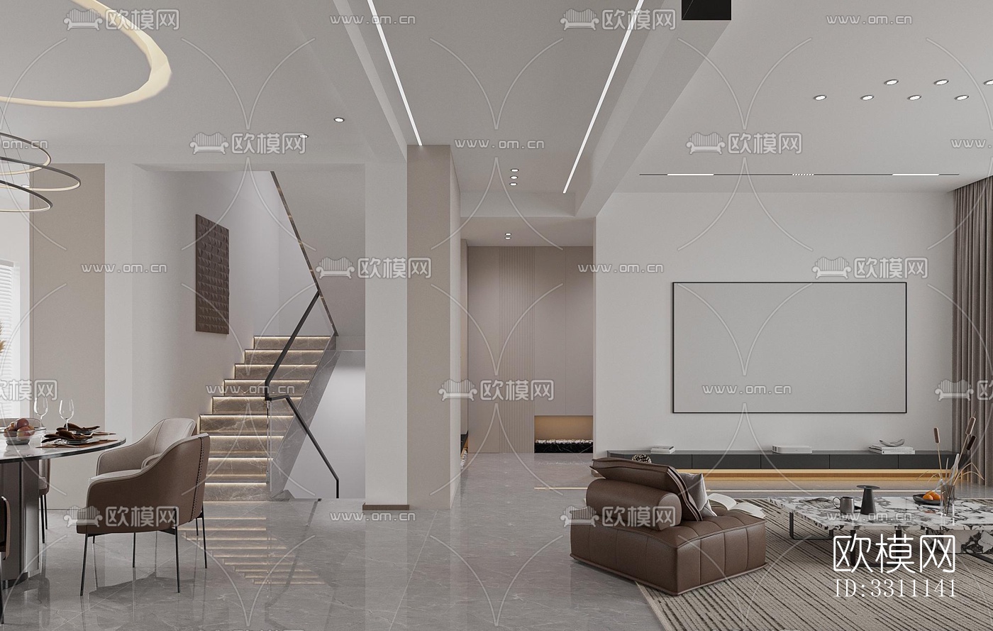 现代客餐厅效果图下载（渲染图4）