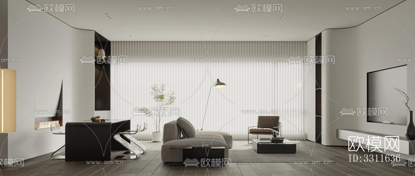 现代客餐厅效果图下载（渲染图8）