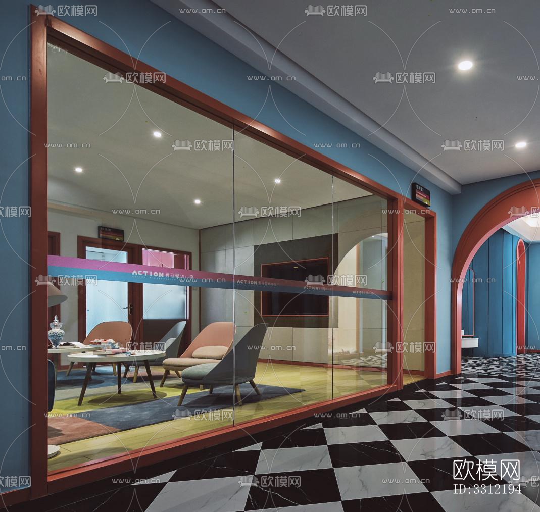 现代幼儿园效果图下载（渲染图1）