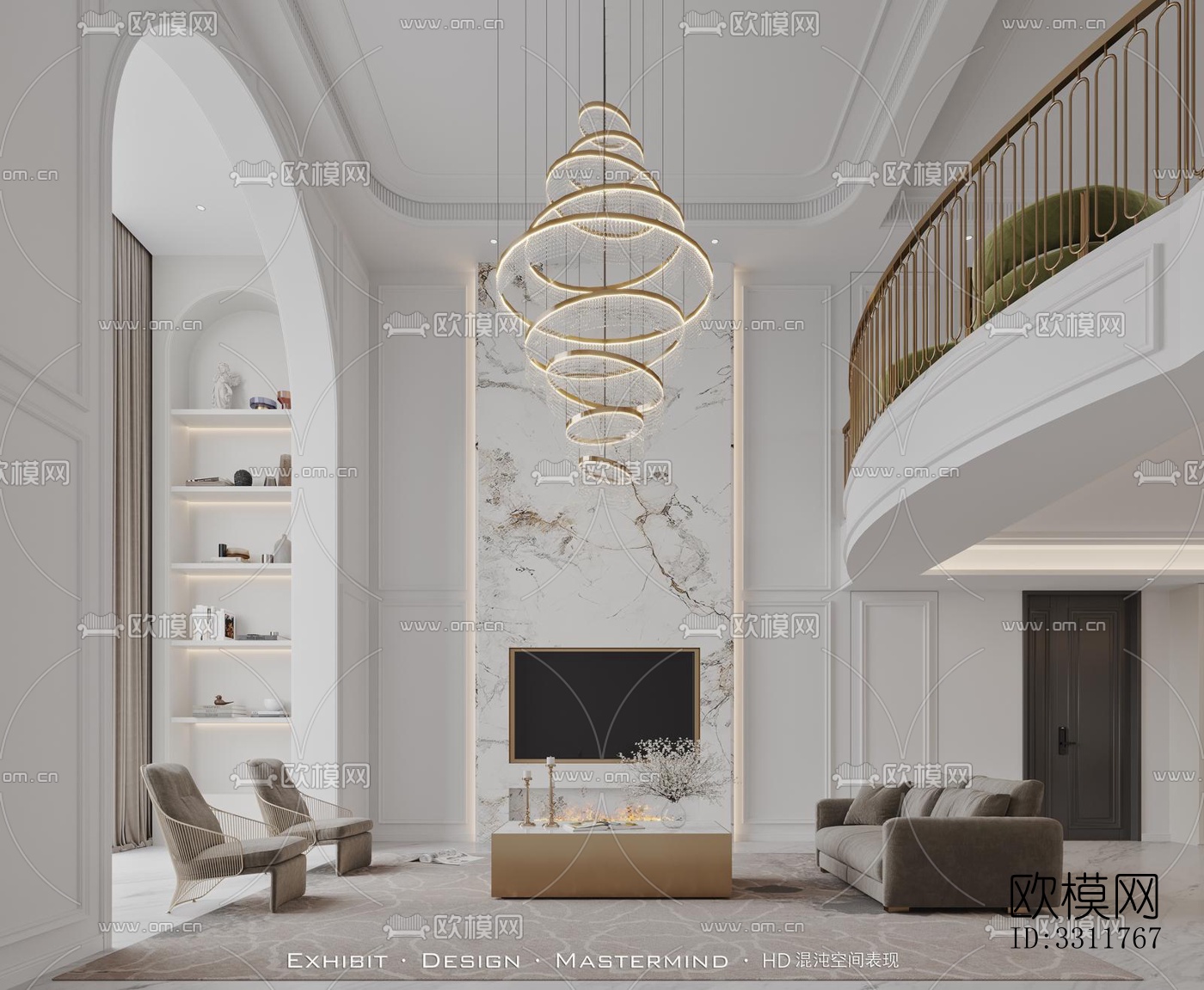 现代客餐厅效果图下载（渲染图5）