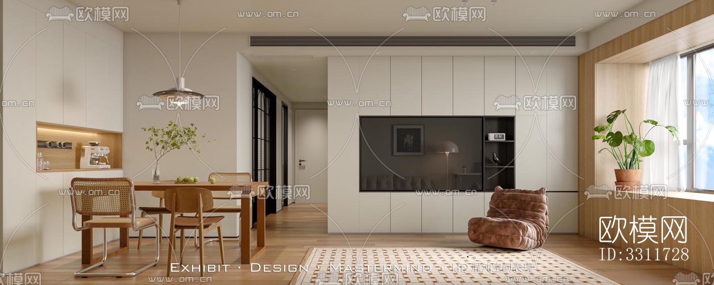 现代客餐厅效果图下载（渲染图6）