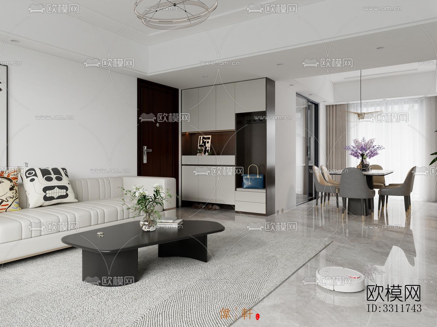 现代客餐厅效果图下载（渲染图5）