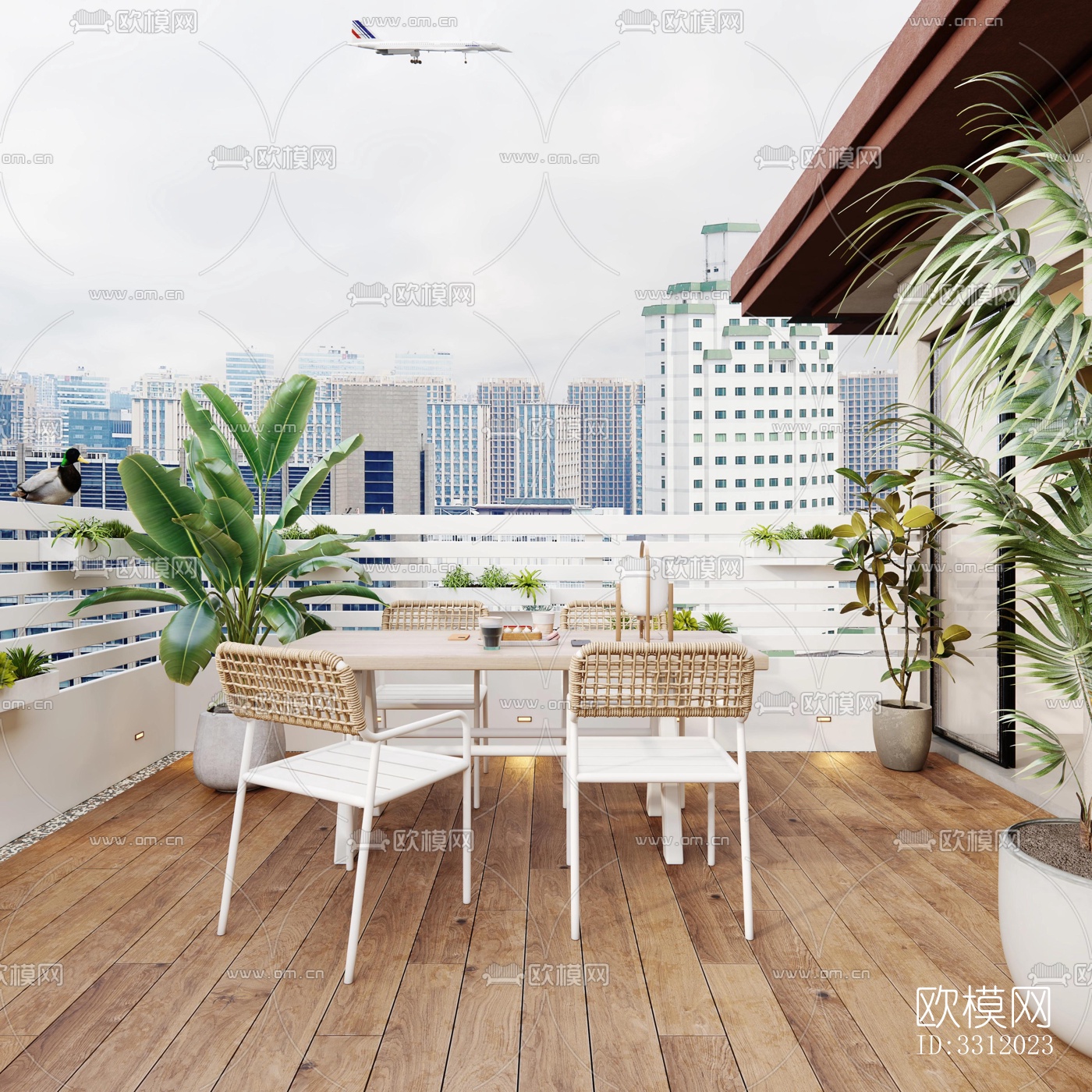 现代阳台花园效果图下载（渲染图5）