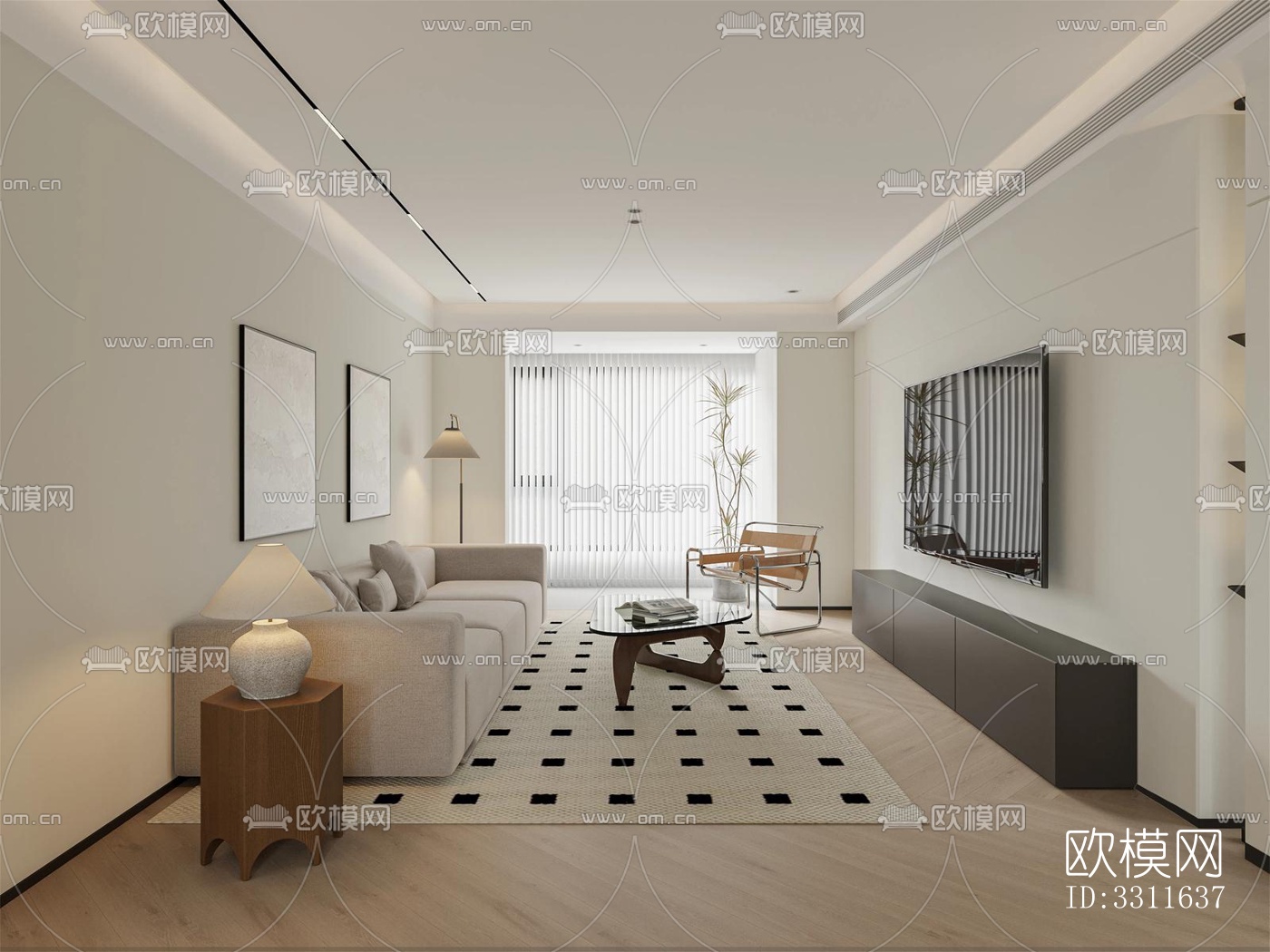 现代客餐厅效果图下载（渲染图3）