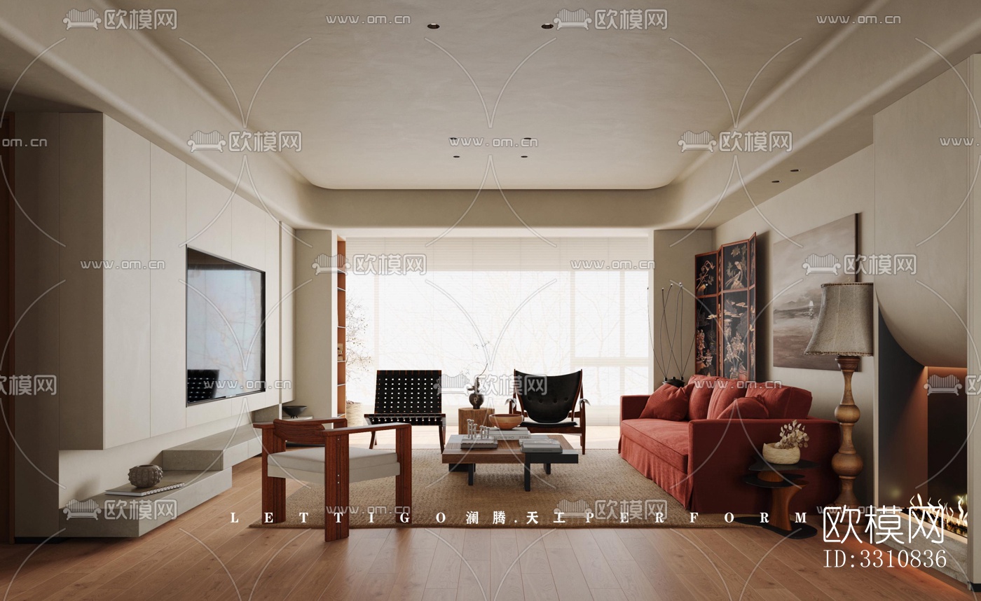 现代客餐厅效果图下载（渲染图4）