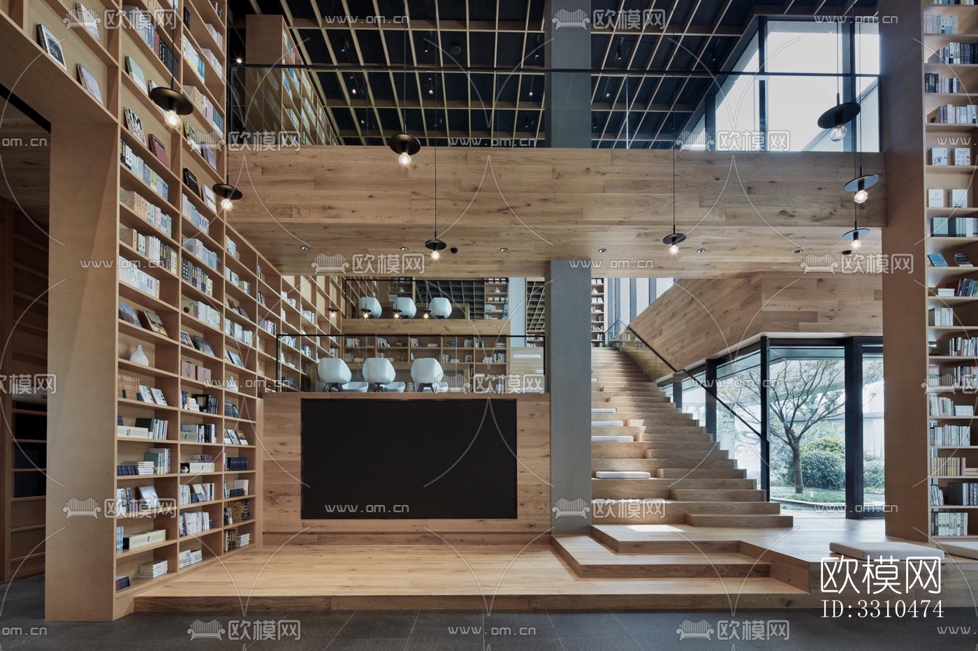 现代图书馆效果图下载（渲染图6）