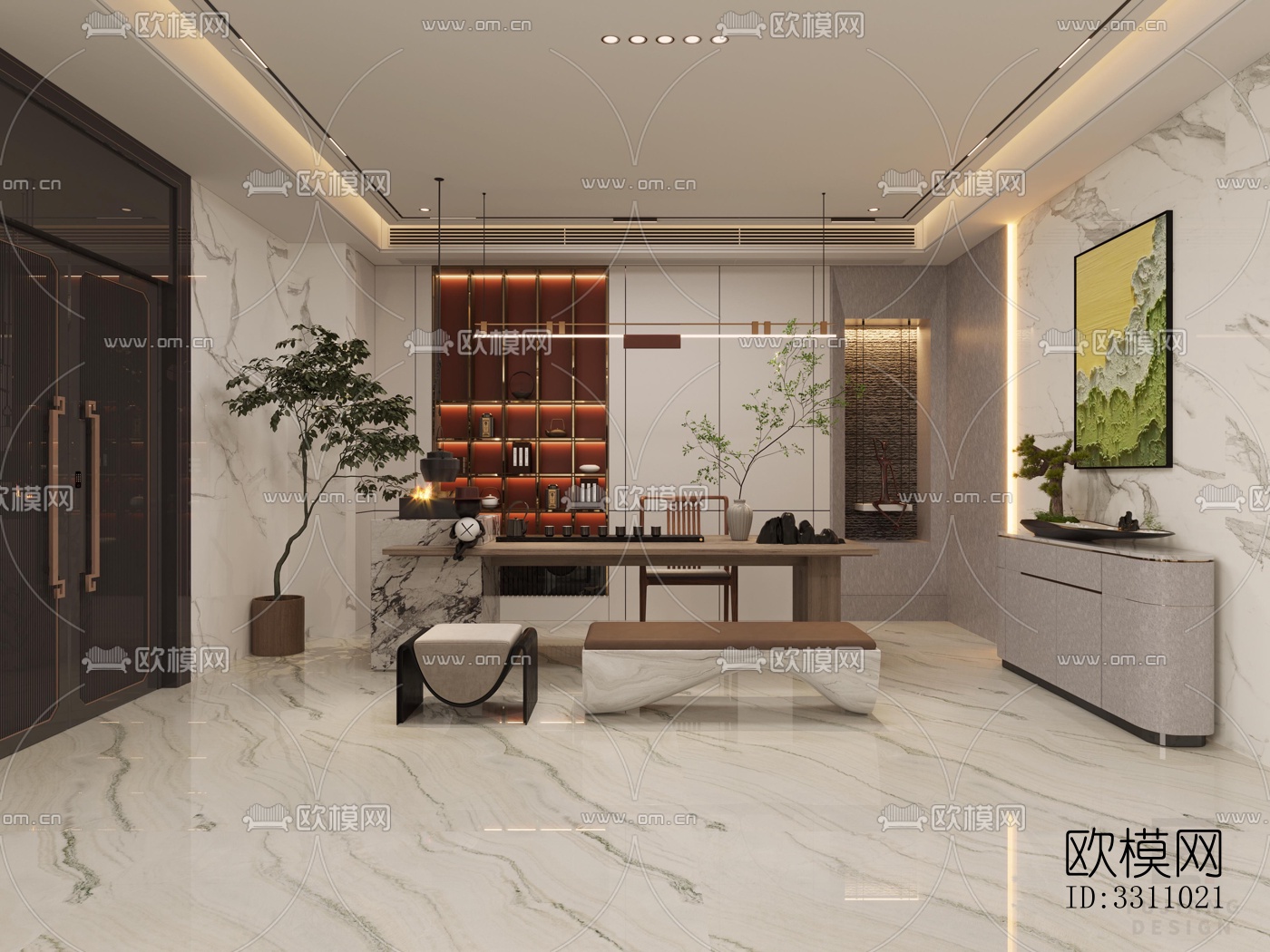 现代客餐厅效果图下载（渲染图2）