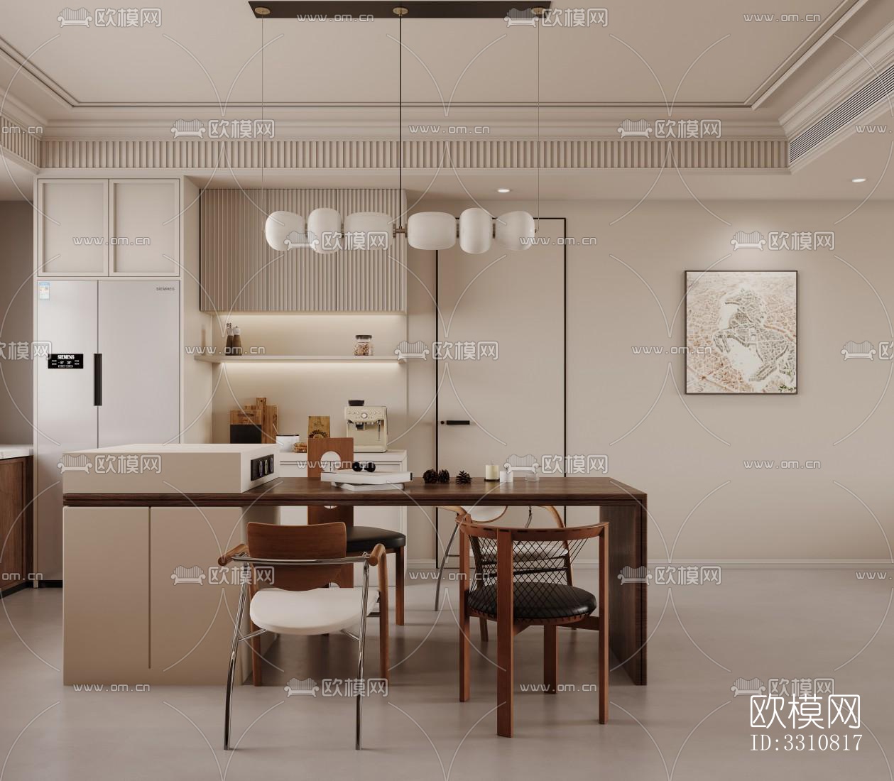 现代客餐厅效果图下载（渲染图3）
