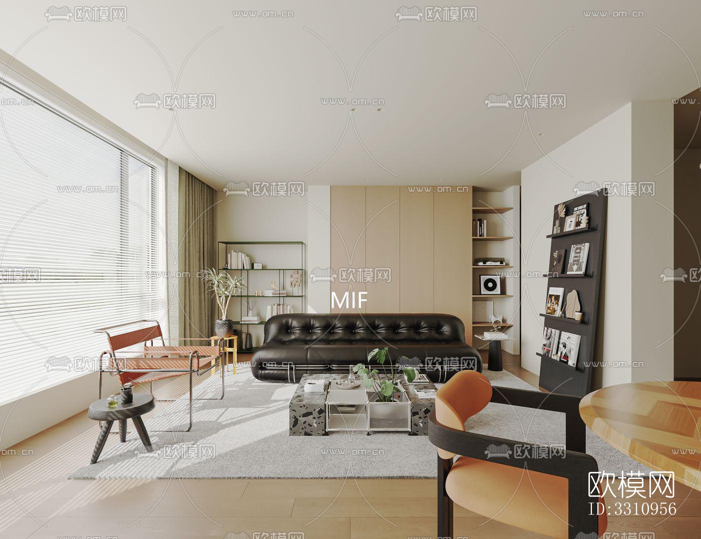 现代客餐厅效果图下载（渲染图1）