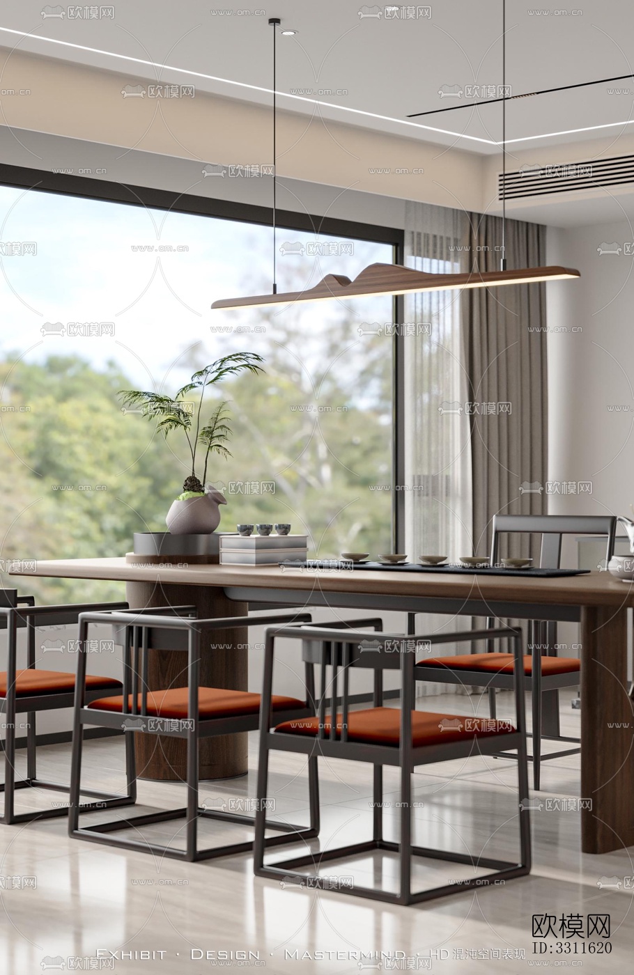 现代客餐厅效果图下载（渲染图2）