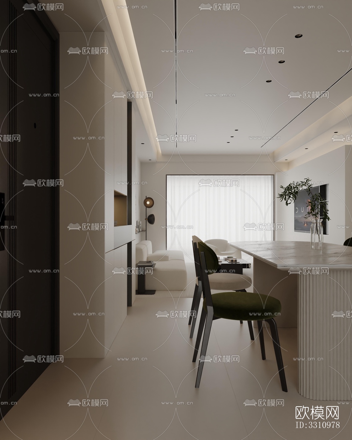 现代客餐厅效果图下载（渲染图7）