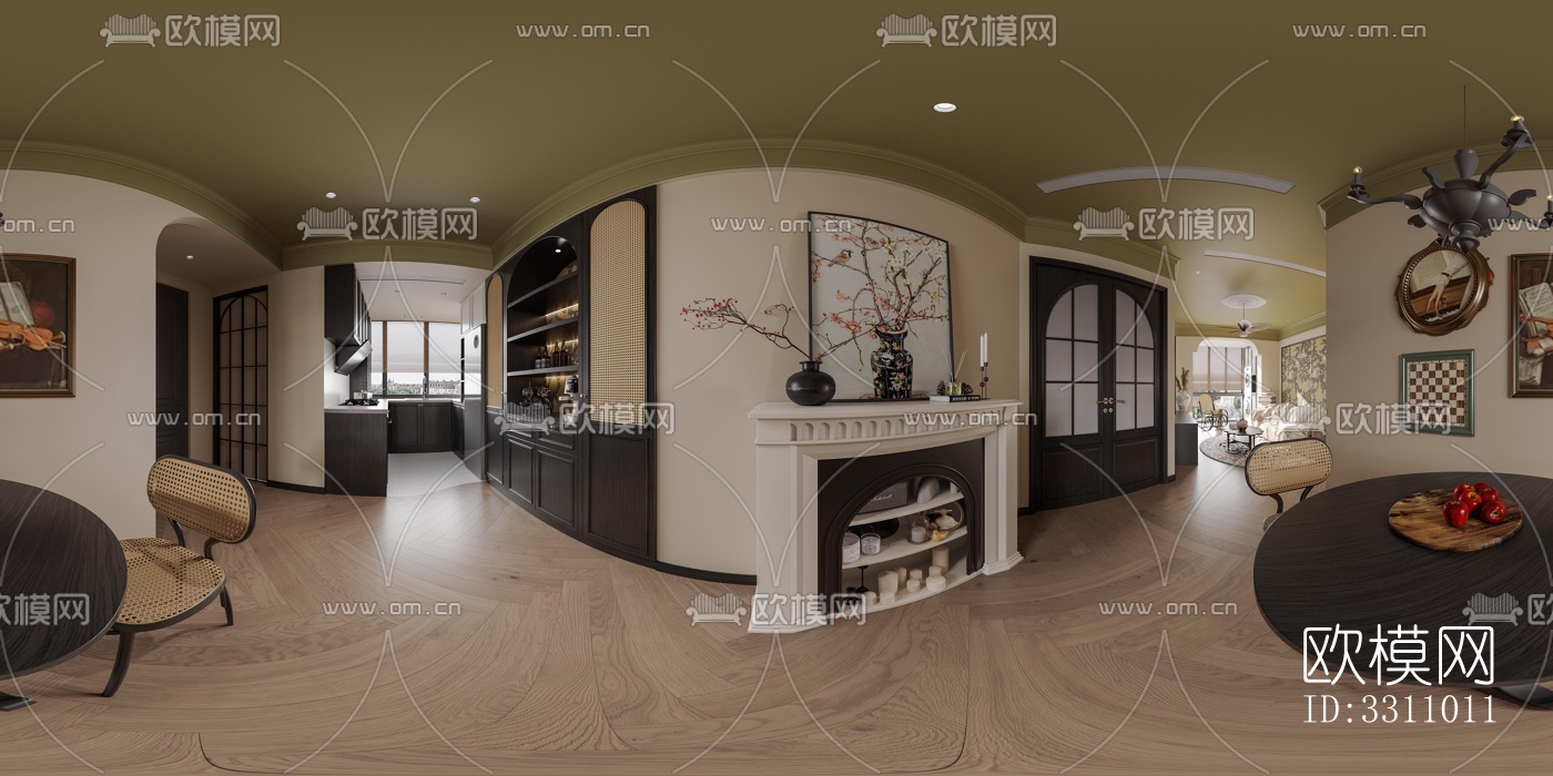 现代客餐厅效果图下载（渲染图1）