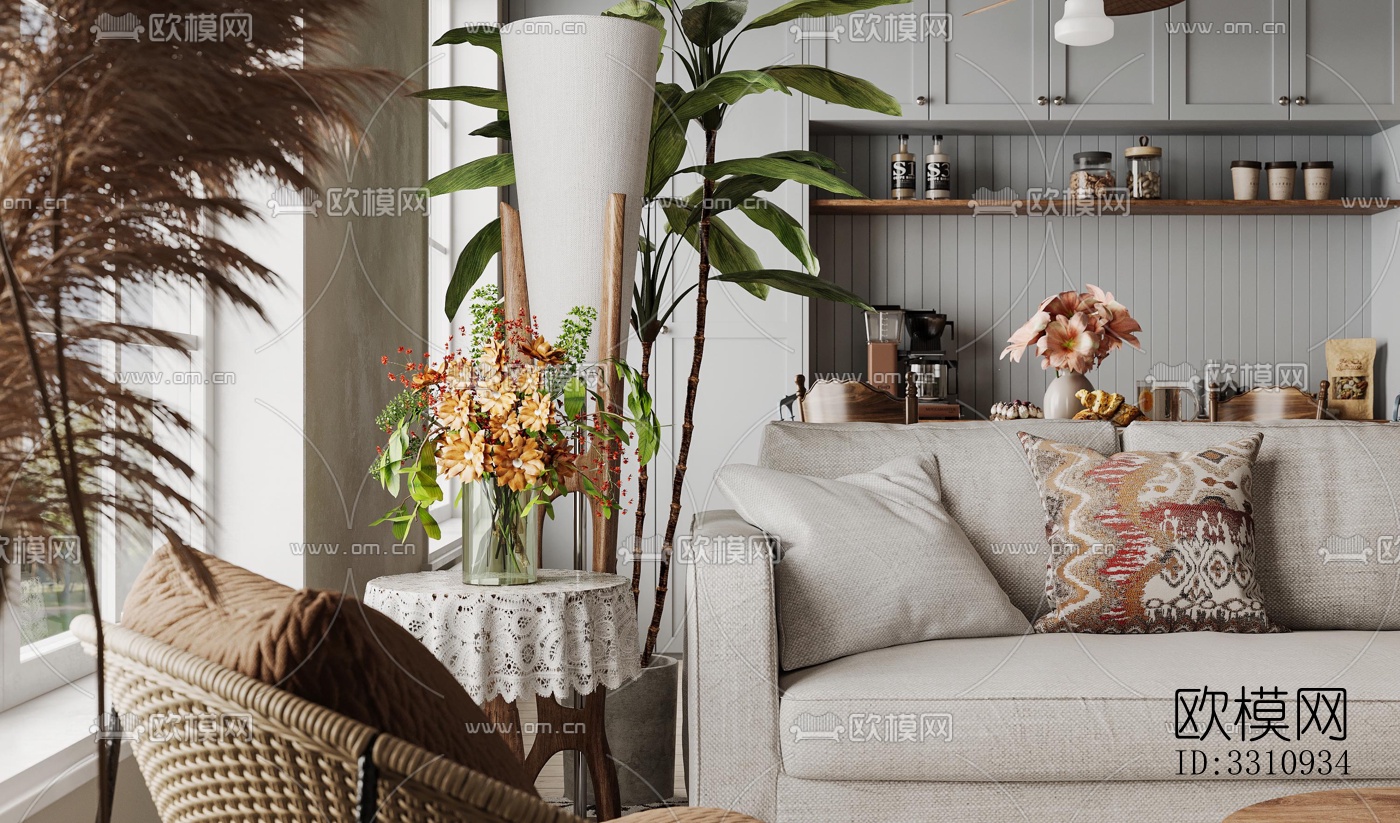 现代客餐厅效果图下载（渲染图2）