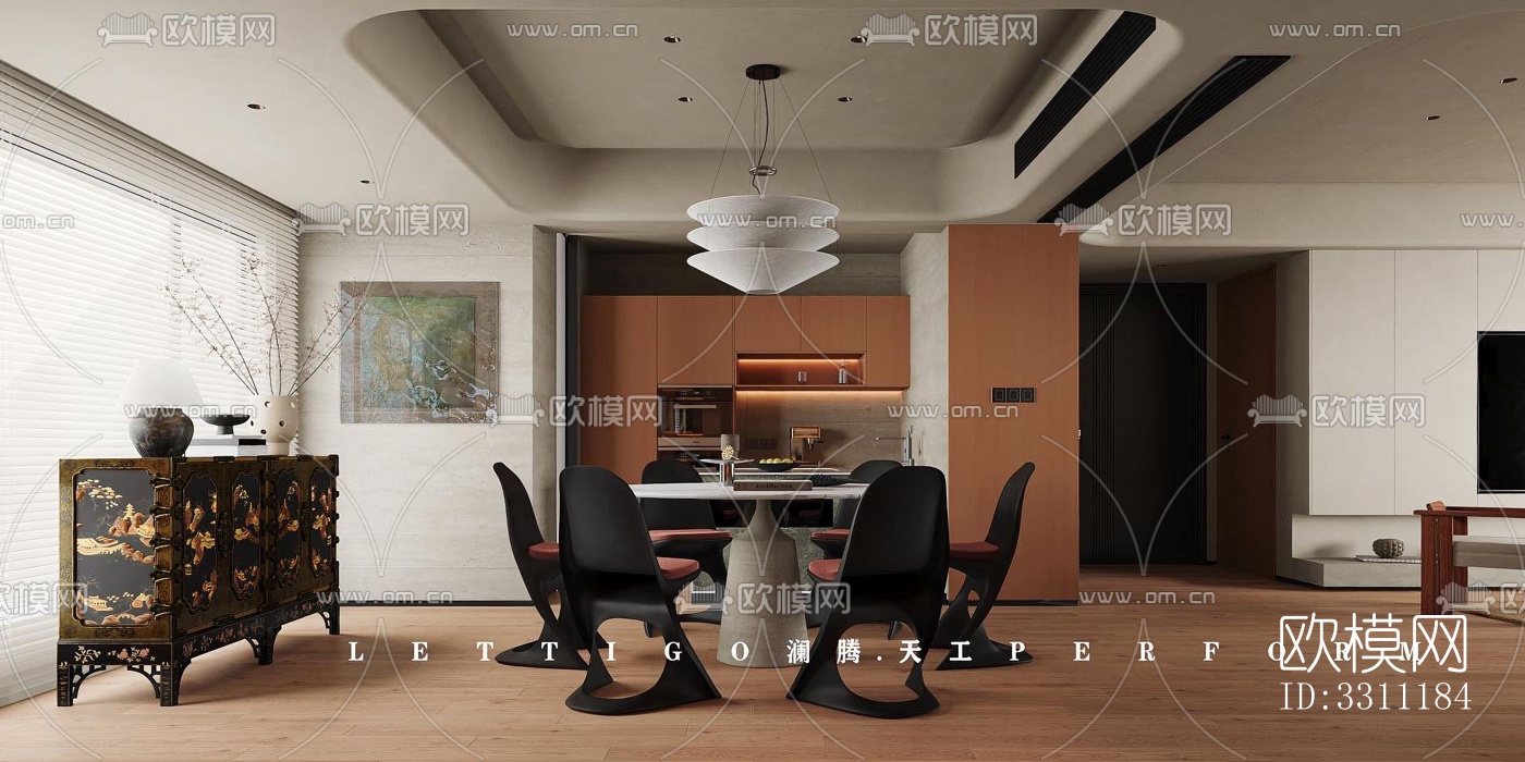 现代客餐厅效果图下载（渲染图11）