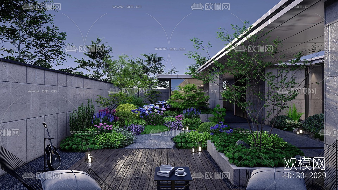 现代阳台花园效果图下载（渲染图3）