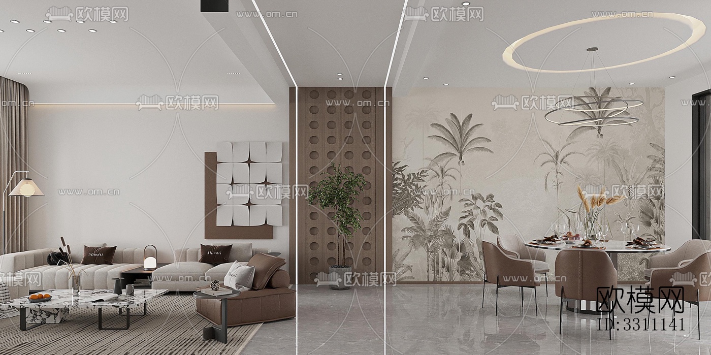 现代客餐厅效果图下载（渲染图5）