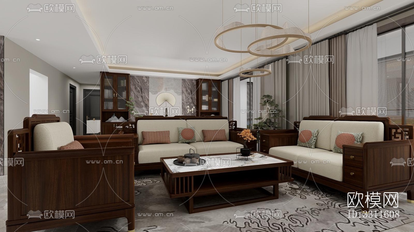 现代客餐厅效果图下载（渲染图5）