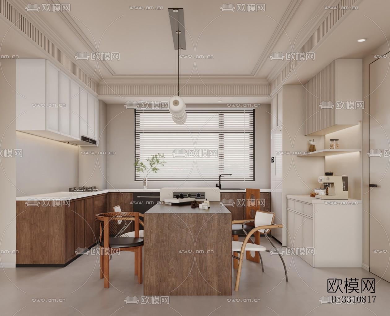 现代客餐厅效果图下载（渲染图1）