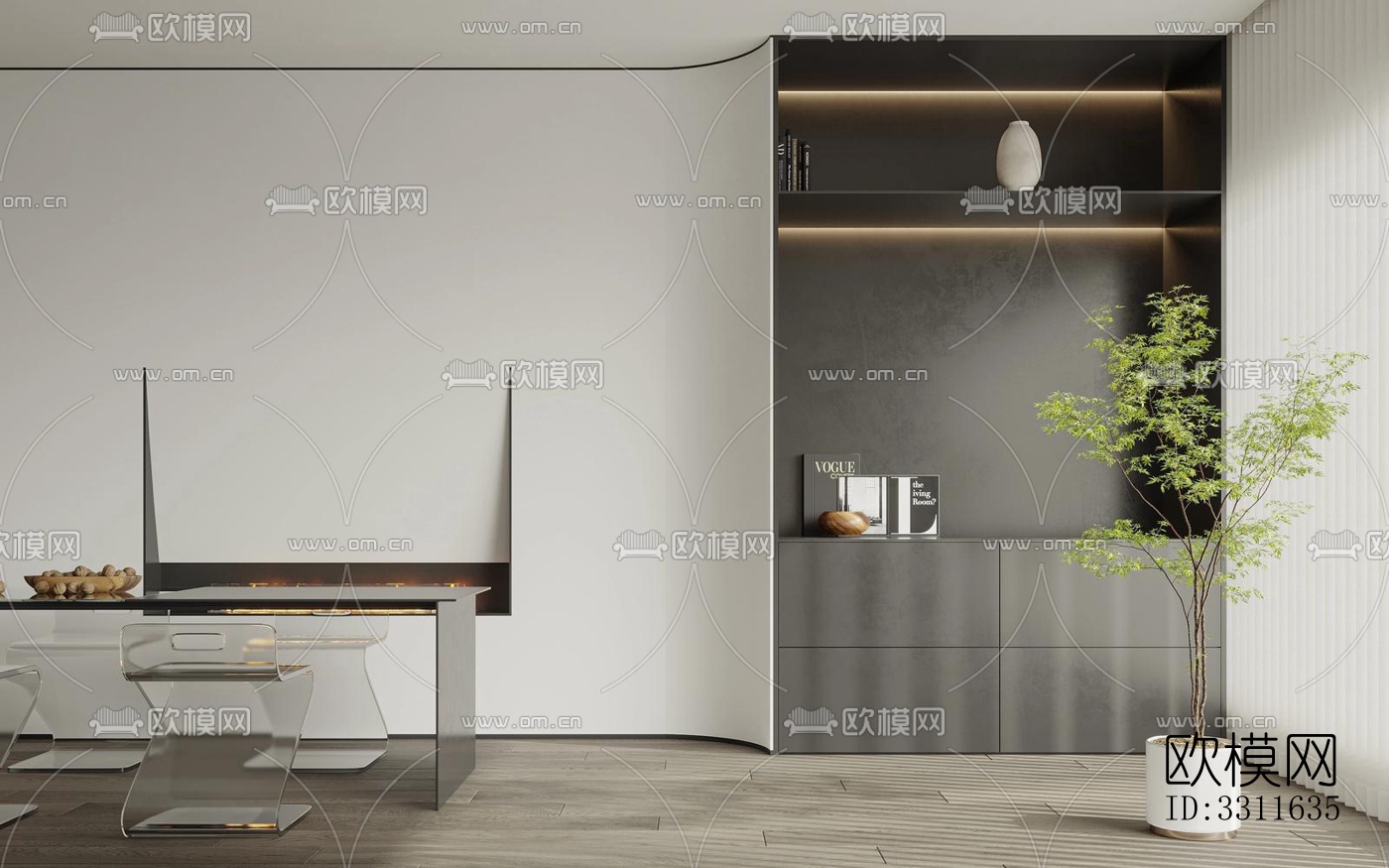 现代客餐厅效果图下载（渲染图2）