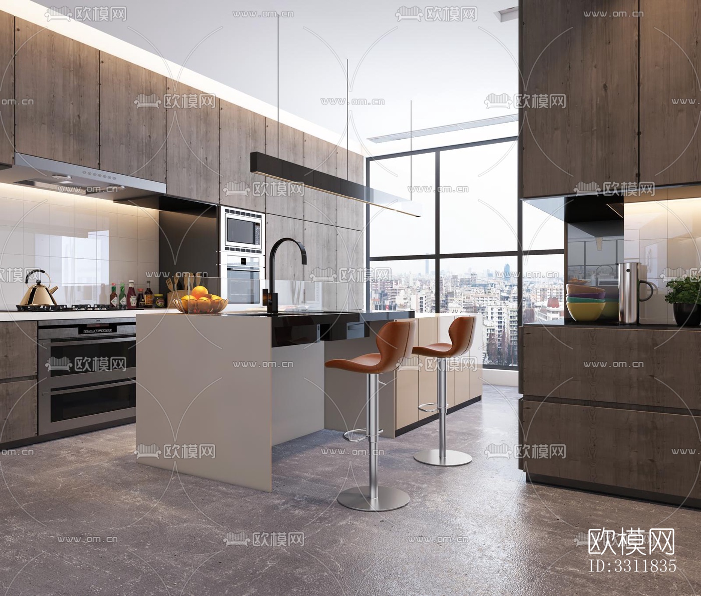 现代客餐厅效果图下载（渲染图4）