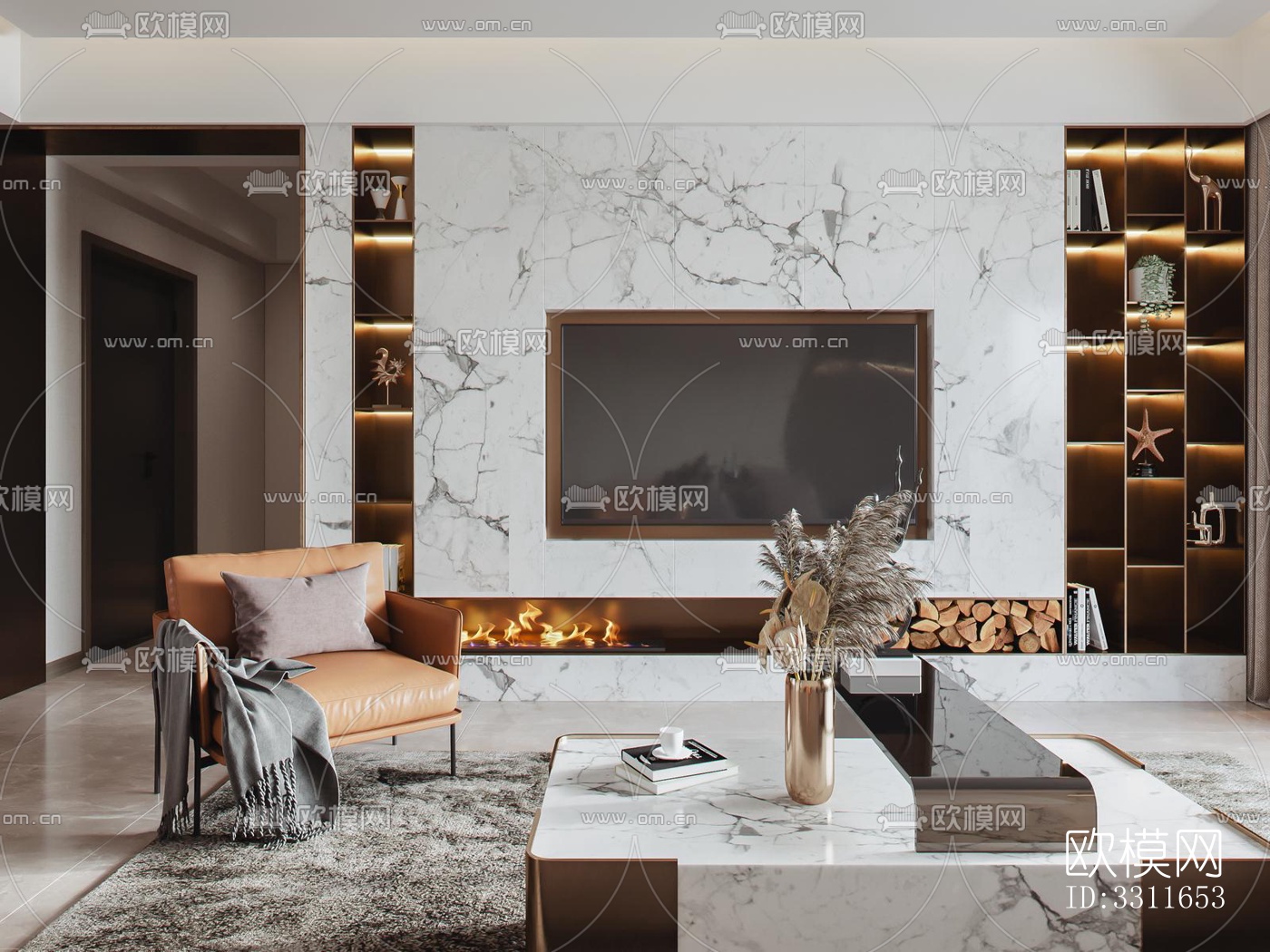 现代客餐厅效果图下载（渲染图3）