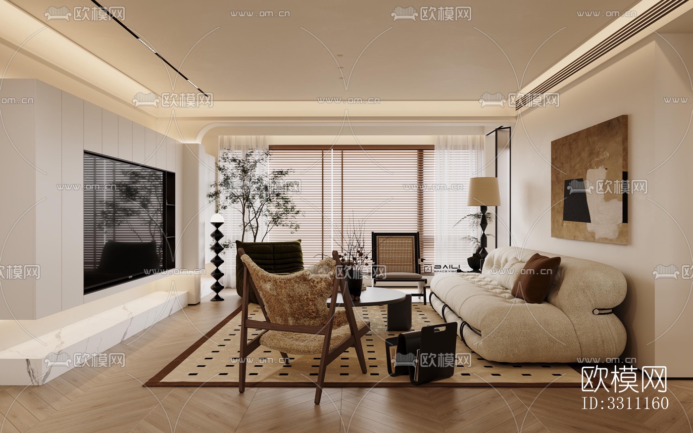 现代客餐厅效果图下载（渲染图4）