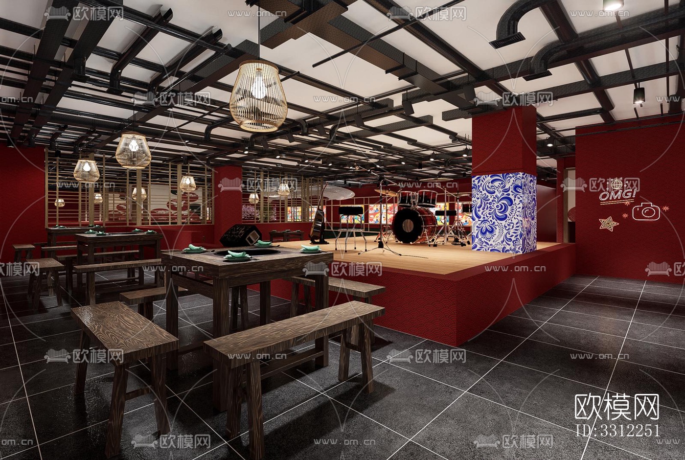 新中式中餐厅效果图下载（渲染图9）
