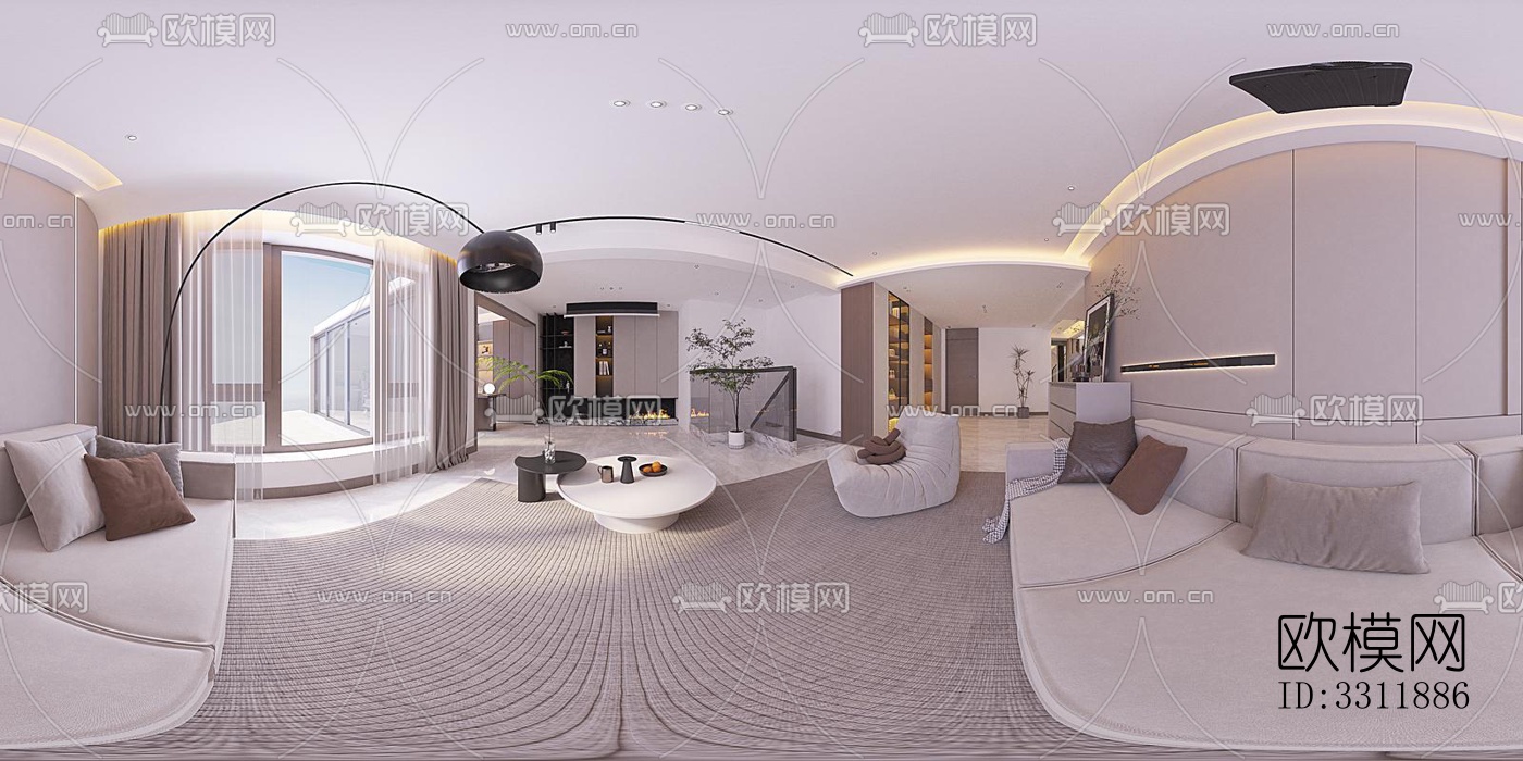 现代客餐厅效果图下载（渲染图11）