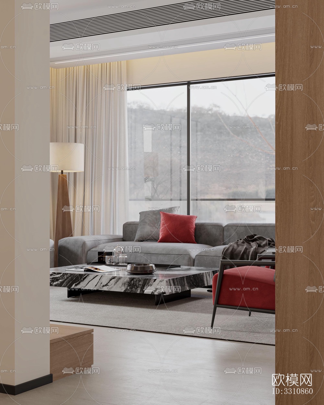 现代客餐厅效果图下载（渲染图5）