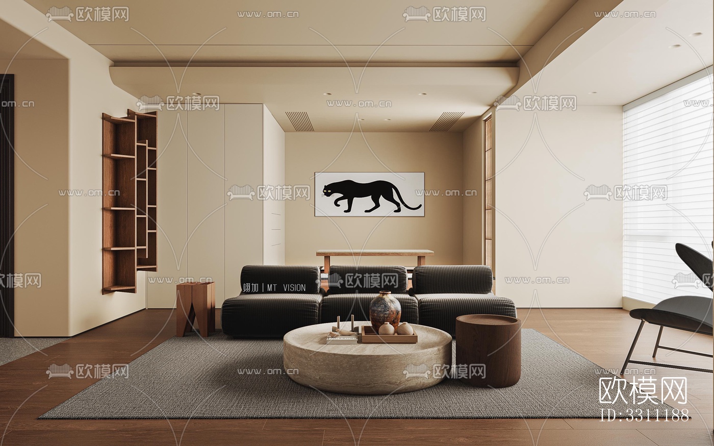 现代客餐厅效果图下载（渲染图2）