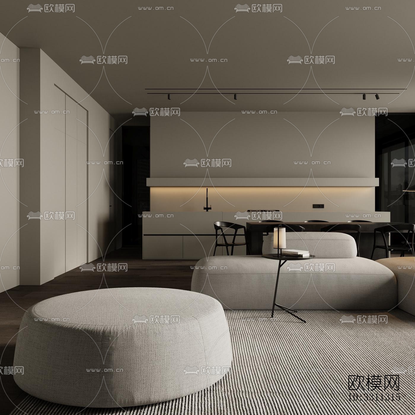 现代客餐厅效果图下载（渲染图8）