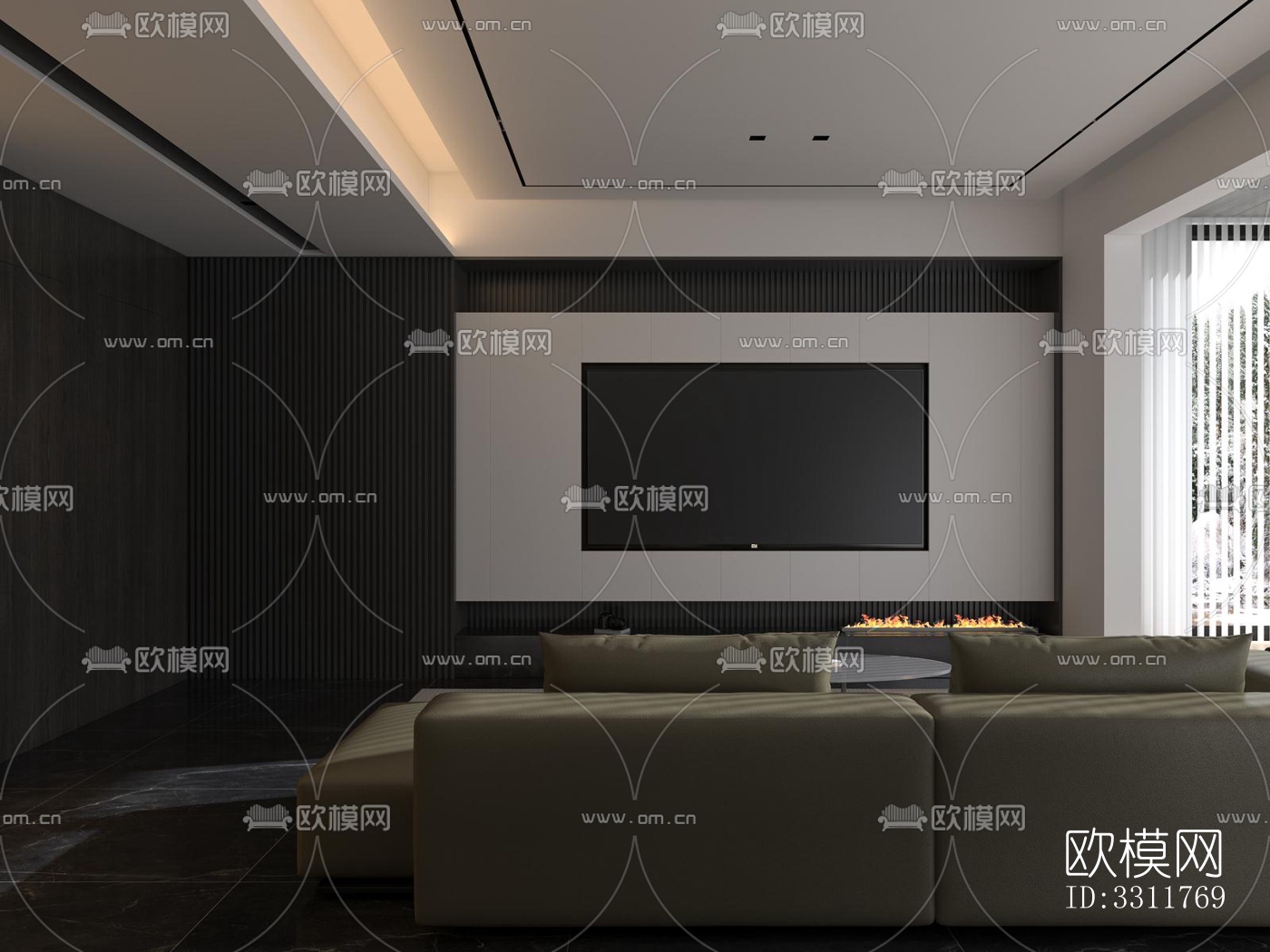 现代客餐厅效果图下载（渲染图5）