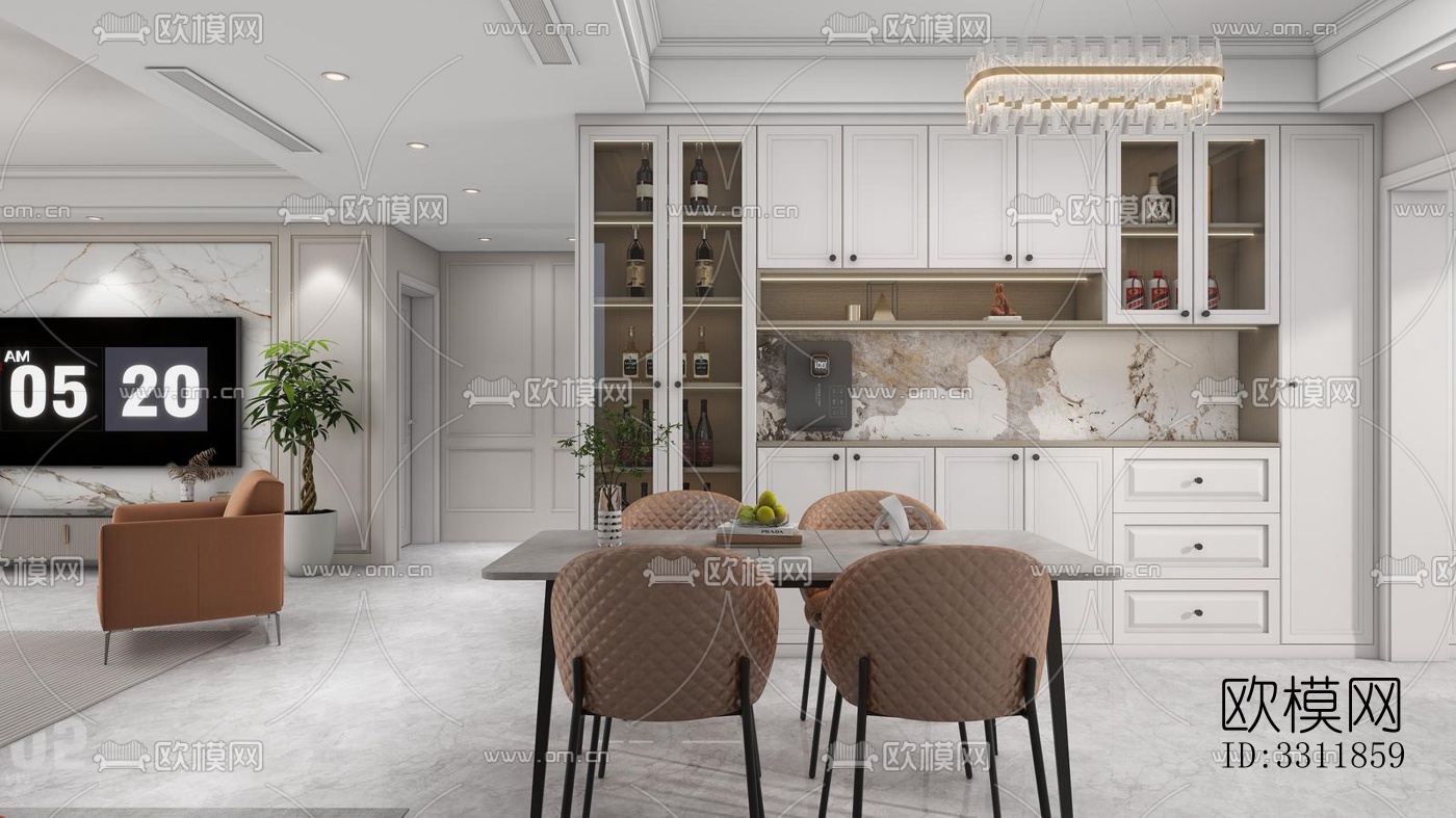 现代客餐厅效果图下载（渲染图4）