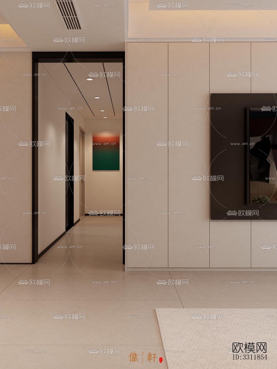 现代客餐厅效果图下载（渲染图1）