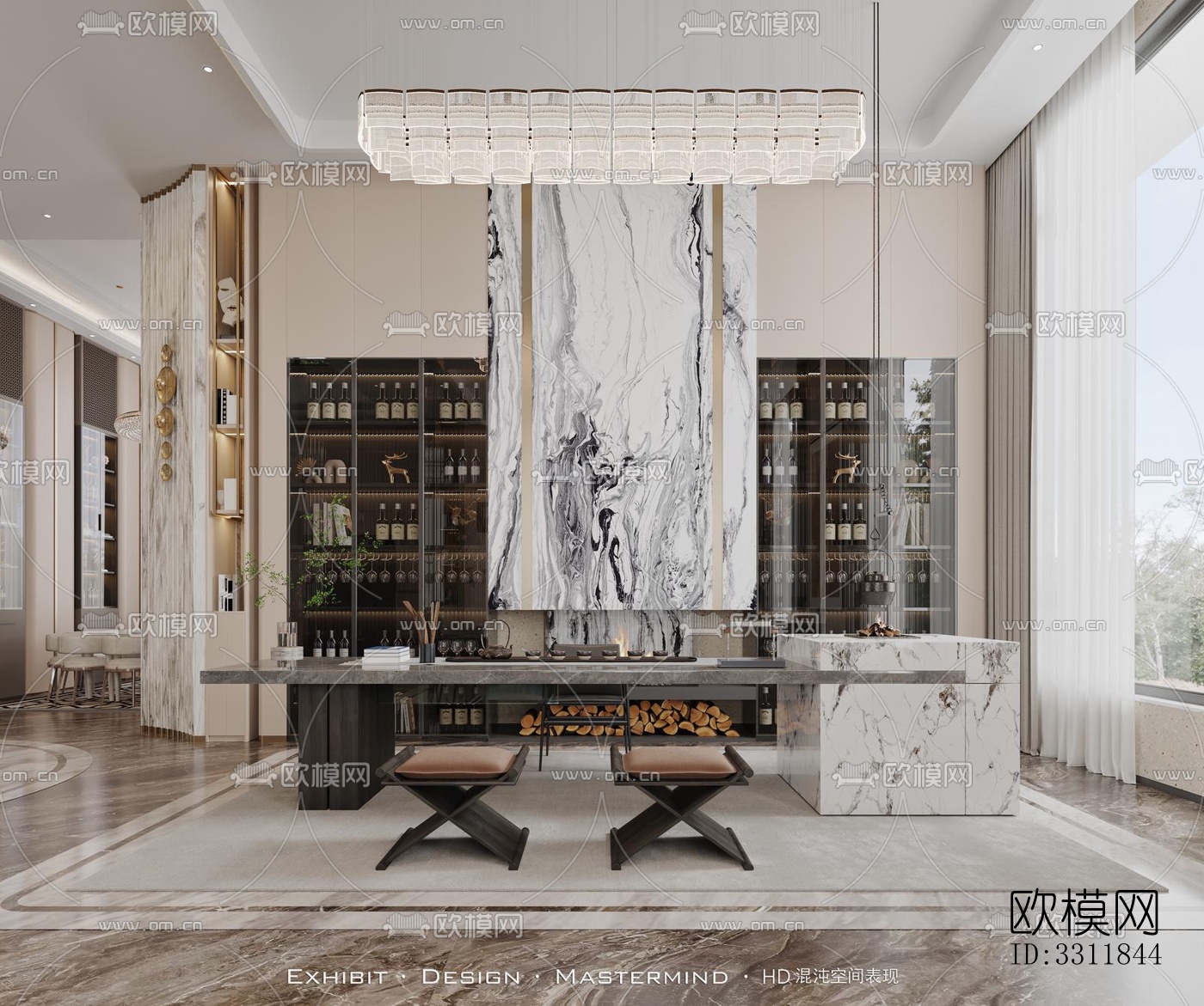 现代客餐厅效果图下载（渲染图5）