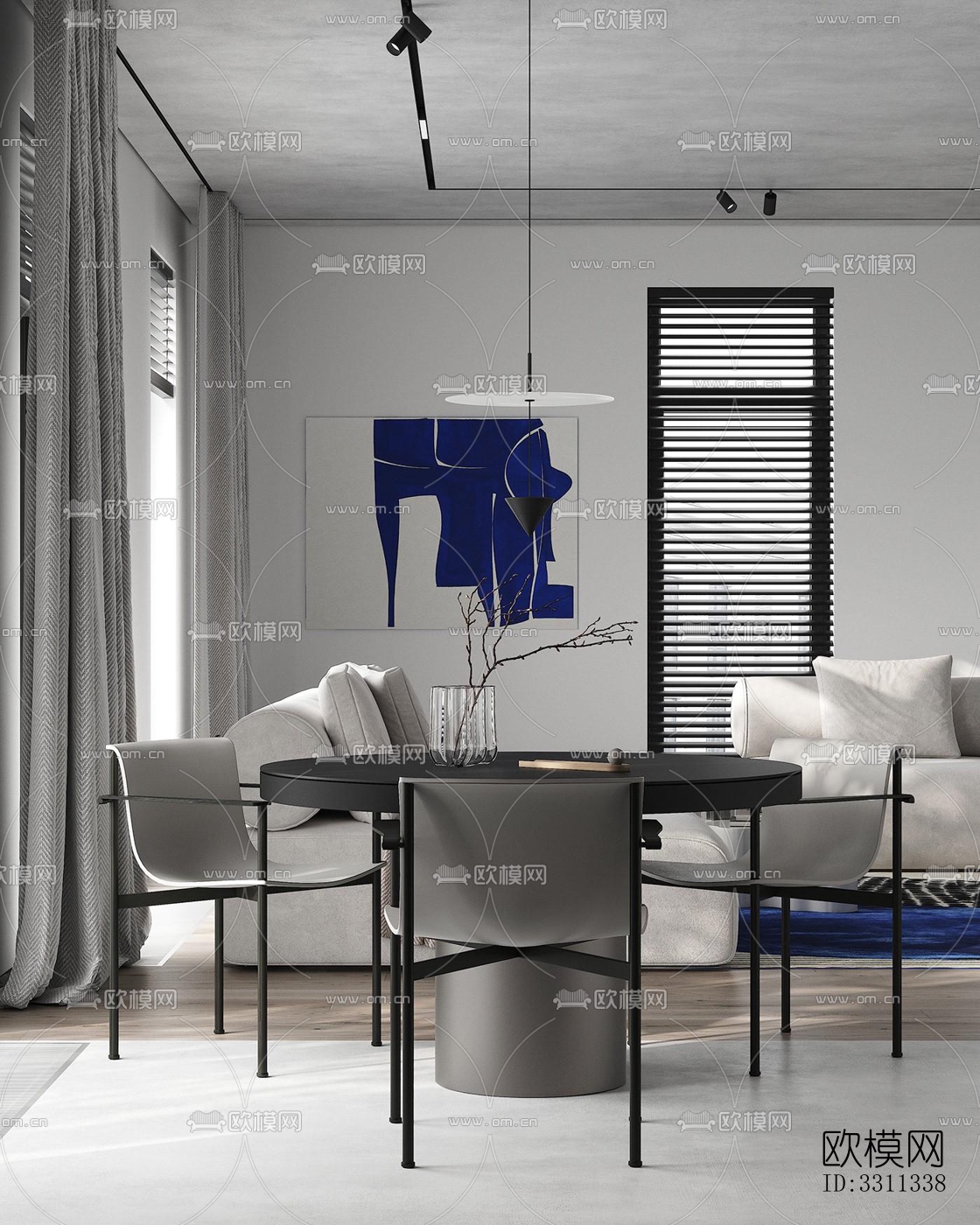 现代客餐厅效果图下载（渲染图3）