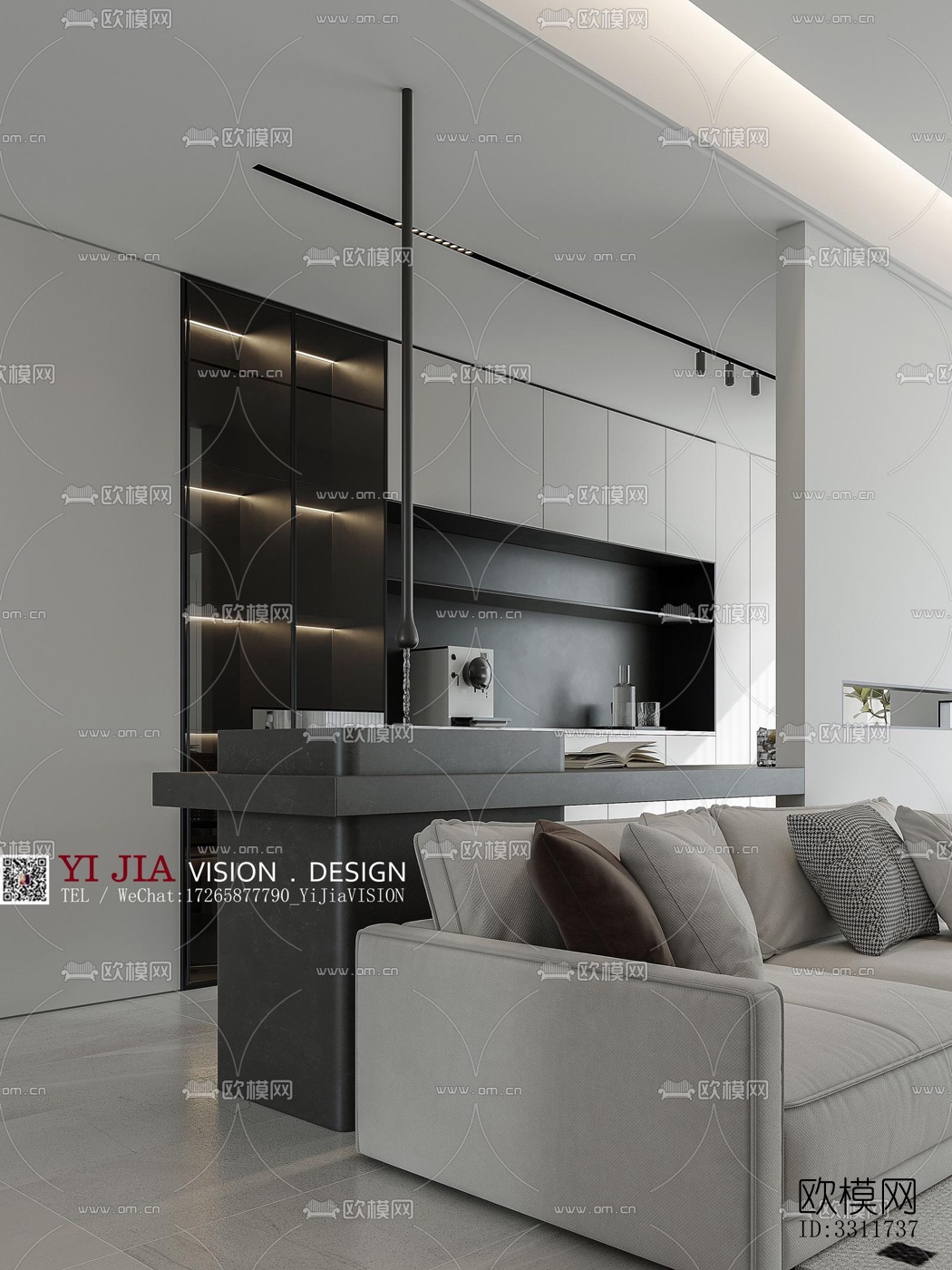 现代客餐厅效果图下载（渲染图6）