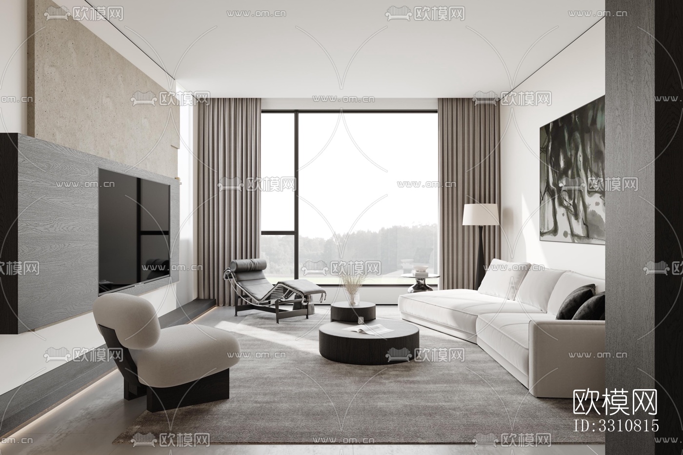 现代客餐厅效果图下载（渲染图4）