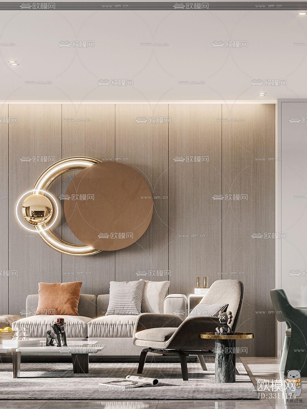 现代客餐厅效果图下载（渲染图3）