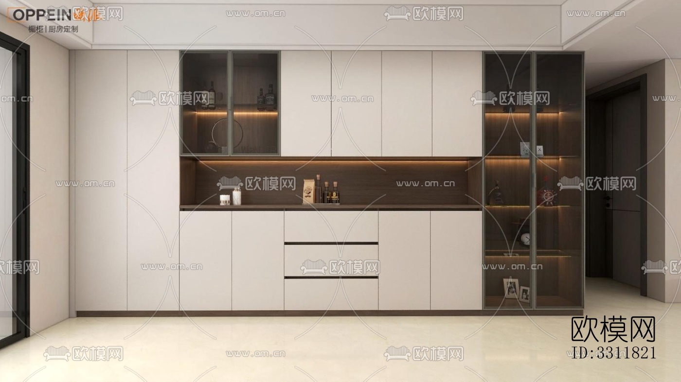 现代客餐厅效果图下载（渲染图4）