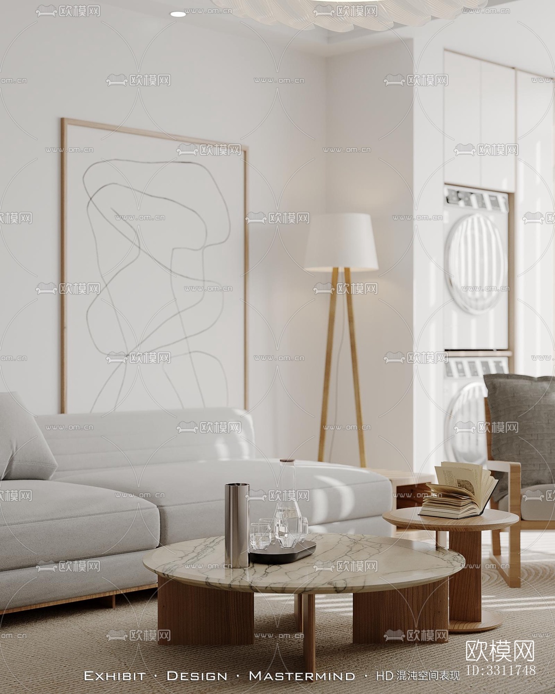 现代客餐厅效果图下载（渲染图2）