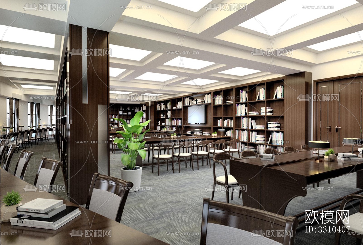 中式图书馆效果图下载（渲染图1）