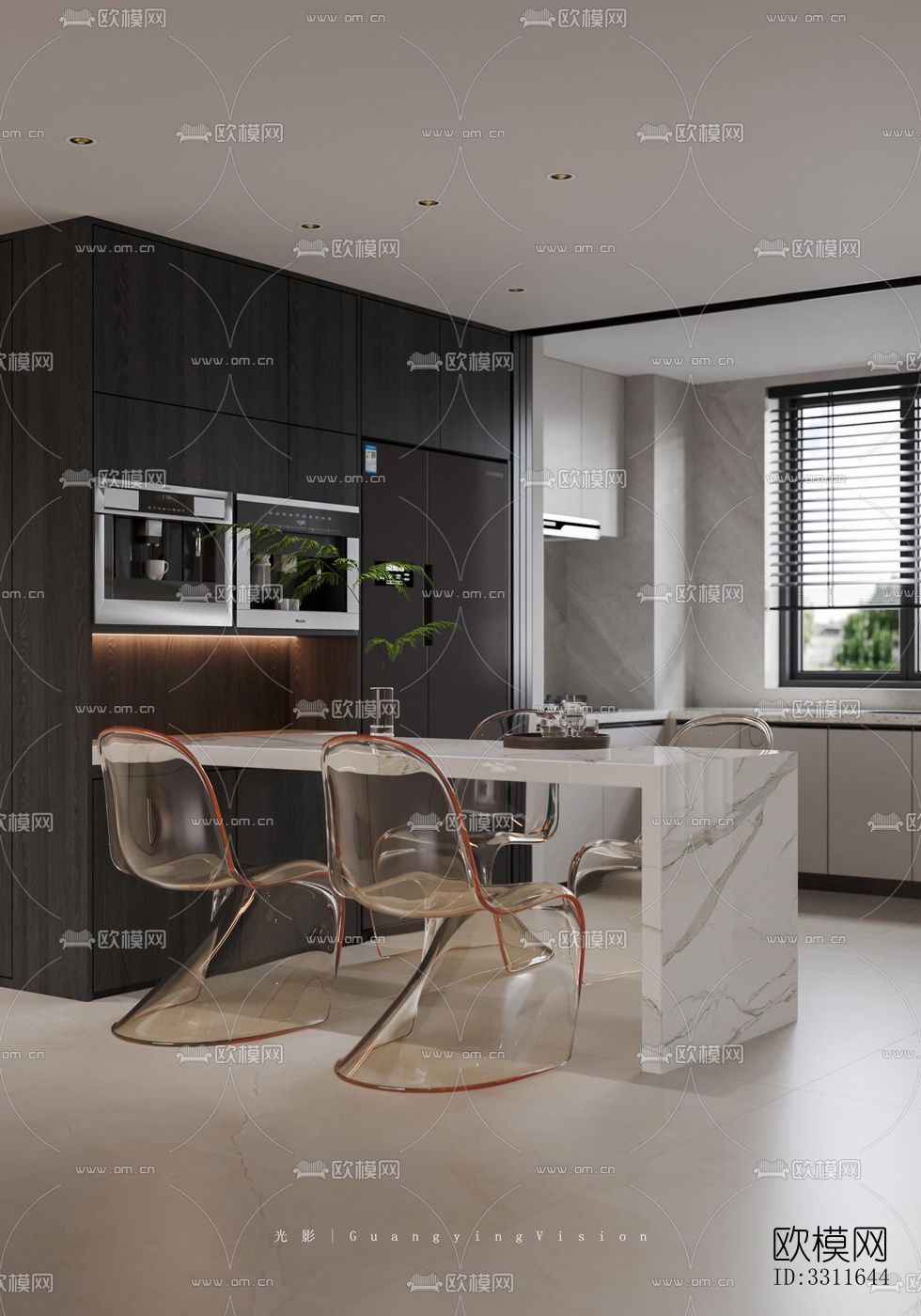 现代客餐厅效果图下载（渲染图2）