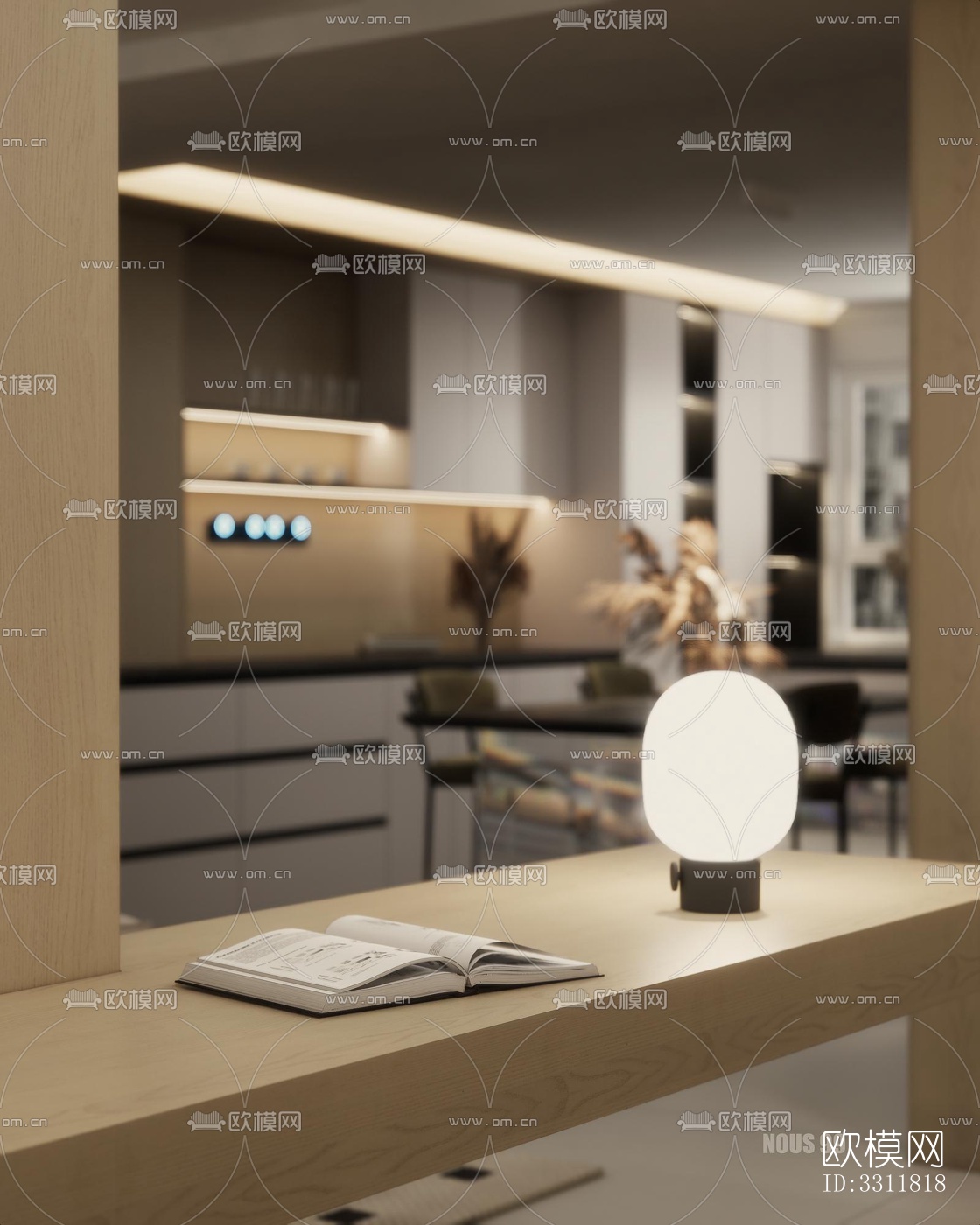 现代客餐厅效果图下载（渲染图1）