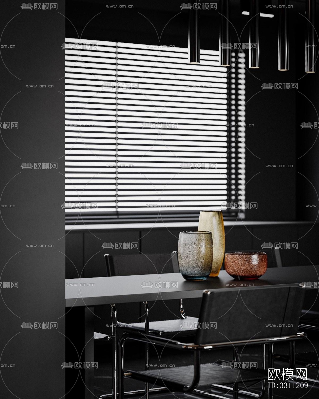 现代客餐厅效果图下载（渲染图4）