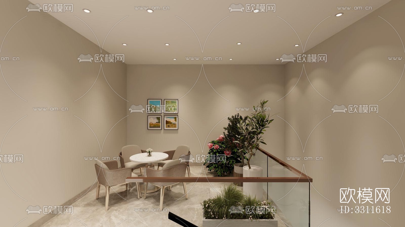 现代客餐厅效果图下载（渲染图1）