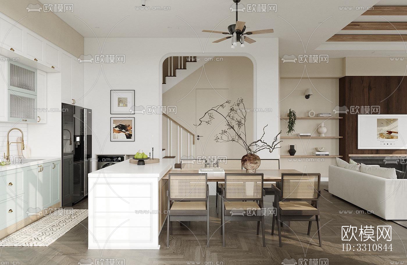 现代客餐厅效果图下载（渲染图7）