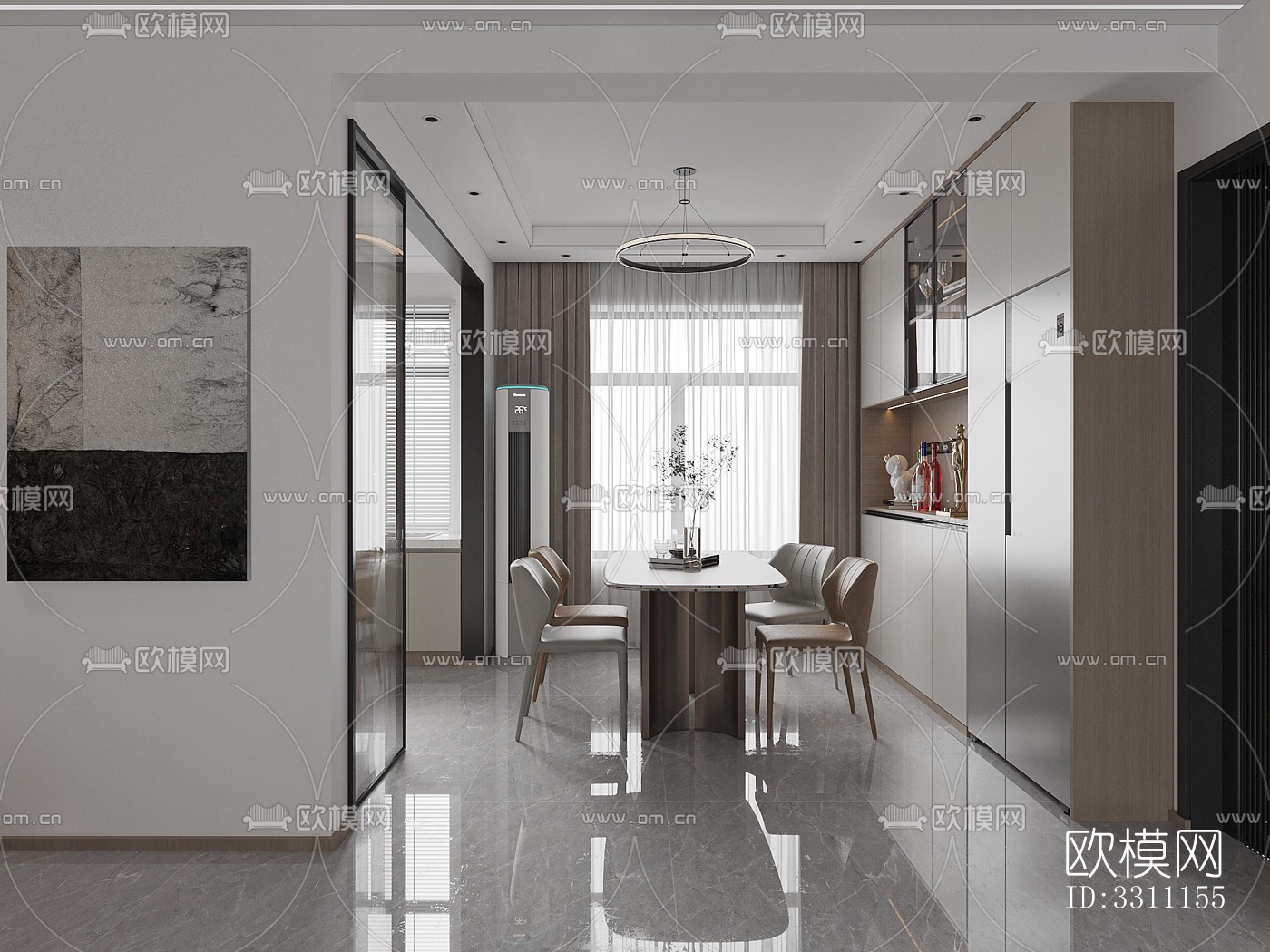 现代客餐厅效果图下载（渲染图9）