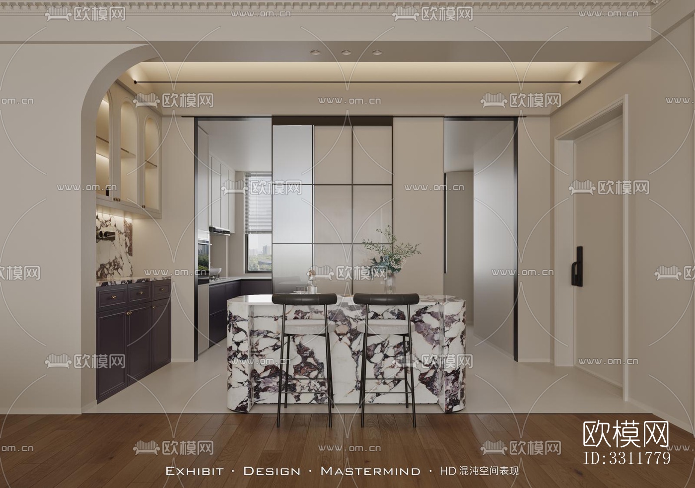 现代客餐厅效果图下载（渲染图7）