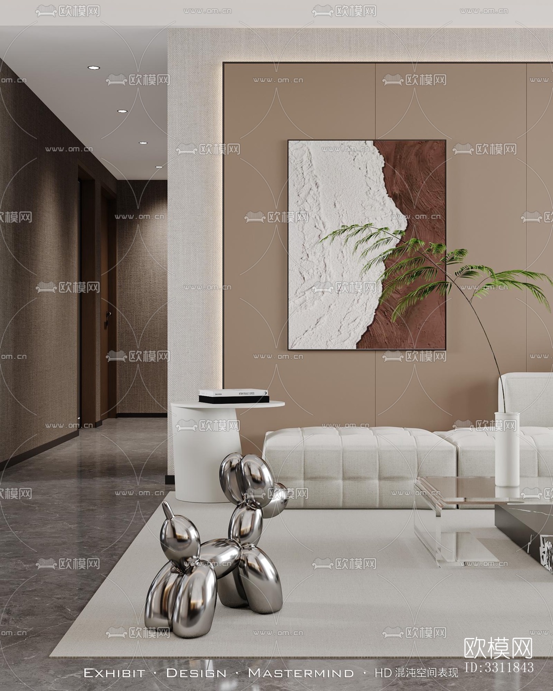 现代客餐厅效果图下载（渲染图3）